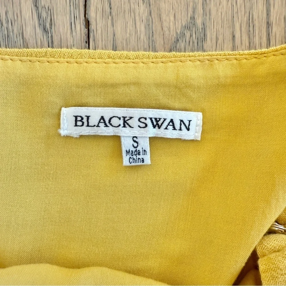 Black Swan Women’s Mustard Yellow Tiered Flowy Maxi with Lace Dress Size Small - Picture 12 of 14